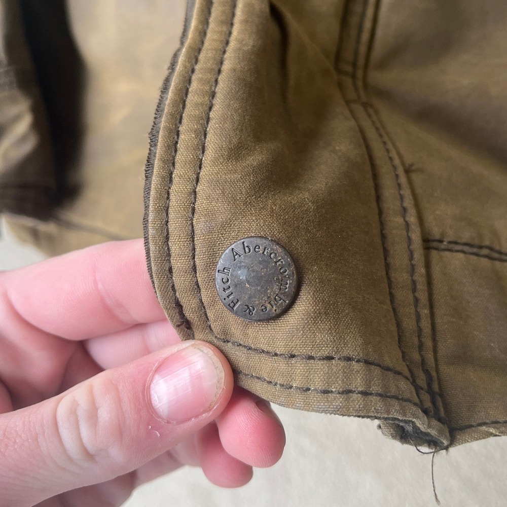 VTG Abercrombie & Fitch Redfield Jacket Mens M Waxed Cotton Flannel Lined Brown - Picture 11 of 16